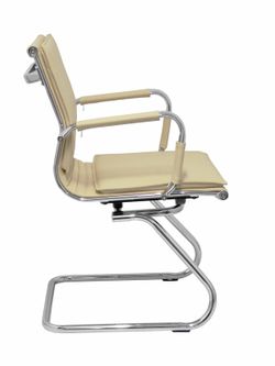 Modelo Yeste patín - Sillón de oficina ergonómico confidente/espera con patín cromado - Asiento y respaldo tapizados en similpiel color crema