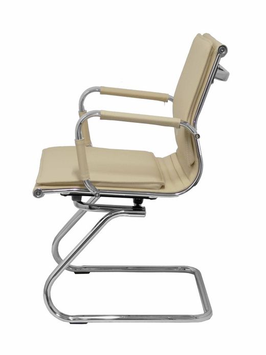 Modelo Yeste patín - Sillón de oficina ergonómico confidente/espera con patín cromado - Asiento y respaldo tapizados en similpiel color crema