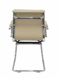 Modelo Yeste patín - Sillón de oficina ergonómico confidente/espera con patín cromado - Asiento y respaldo tapizados en similpiel color crema