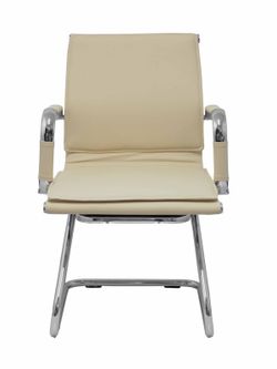 Modelo Yeste patín - Sillón de oficina ergonómico confidente/espera con patín cromado - Asiento y respaldo tapizados en similpiel color crema