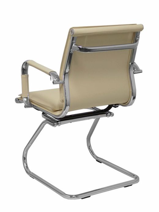 Modelo Yeste patín - Sillón de oficina ergonómico confidente/espera con patín cromado - Asiento y respaldo tapizados en similpiel color crema