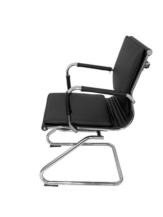 Modelo Yeste patín - Sillón de oficina ergonómico confidente/espera con patín cromado - Asiento y respaldo tapizados en similpiel color negro