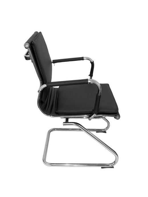 Modelo Yeste patín - Sillón de oficina ergonómico confidente/espera con patín cromado - Asiento y respaldo tapizados en similpiel color negro