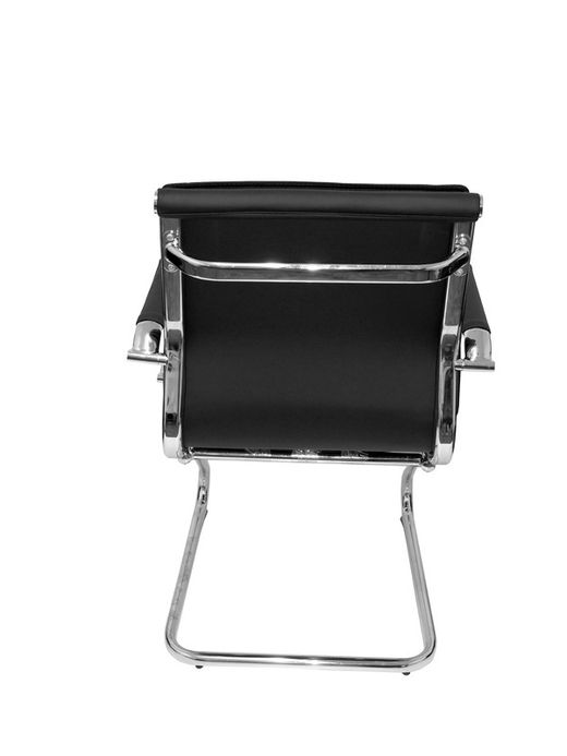 Modelo Yeste patín - Sillón de oficina ergonómico confidente/espera con patín cromado - Asiento y respaldo tapizados en similpiel color negro