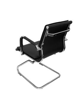 Modelo Yeste patín - Sillón de oficina ergonómico confidente/espera con patín cromado - Asiento y respaldo tapizados en similpiel color negro