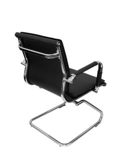 Modelo Yeste patín - Sillón de oficina ergonómico confidente/espera con patín cromado - Asiento y respaldo tapizados en similpiel color negro