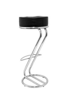 Modelo Zeta- Taburete de bar, con estructura cromada y anillo reposapiés - Asiento tapizado en similpiel color negro