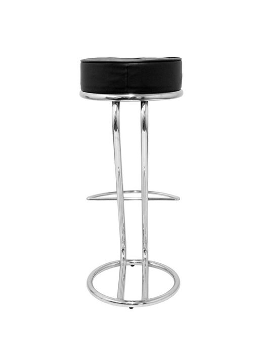 Modelo Zeta- Taburete de bar, con estructura cromada y anillo reposapiés - Asiento tapizado en similpiel color negro