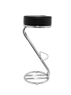 Modelo Zeta- Taburete de bar, con estructura cromada y anillo reposapiés - Asiento tapizado en similpiel color negro
