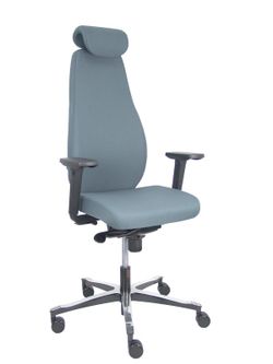 NOWYSTYL Modelo Bjarg - Silla de dirección ergonómica, de alto diseño, con mecanismo sincro con traslack en el asiento - Respaldo alto con cabecero y asiento tapizado en tejido bondai color gris. Brazos regulables 3D