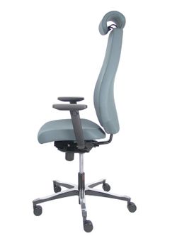 NOWYSTYL Modelo Bjarg - Silla de dirección ergonómica, de alto diseño, con mecanismo sincro con traslack en el asiento - Respaldo alto con cabecero y asiento tapizado en tejido bondai color gris. Brazos regulables 3D