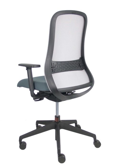 NOWYSTYL Modelo Souly - Silla operativa con mecanismo sincro con traslack y brazos regulables 2D - Asiento tapizado en tejido bondai color gris y respaldo de malla en color gris, con refuerzo lumbar ajustable.