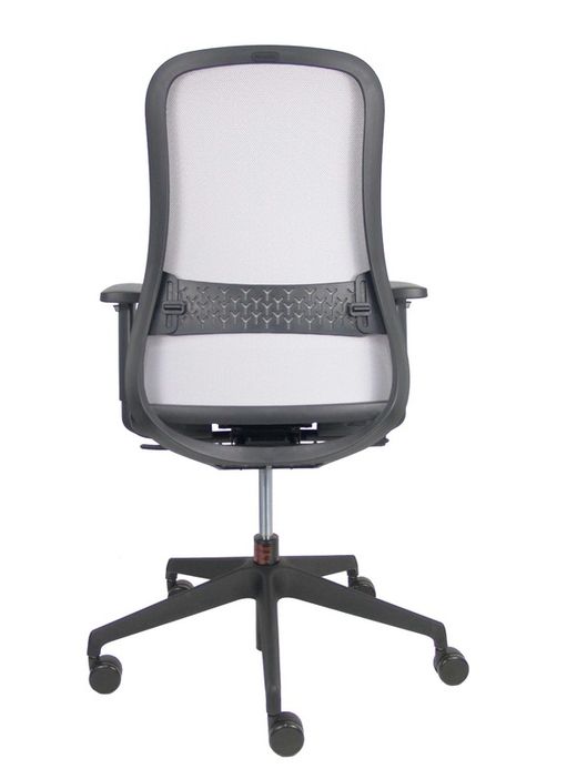 NOWYSTYL Modelo Souly - Silla operativa con mecanismo sincro con traslack y brazos regulables 2D - Asiento tapizado en tejido bondai color gris y respaldo de malla en color gris, con refuerzo lumbar ajustable.