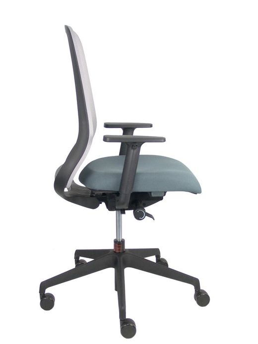 NOWYSTYL Modelo Souly - Silla operativa con mecanismo sincro con traslack y brazos regulables 2D - Asiento tapizado en tejido bondai color gris y respaldo de malla en color gris, con refuerzo lumbar ajustable.