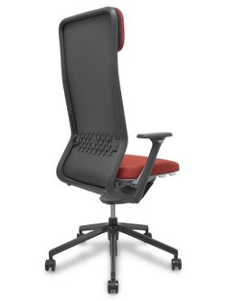 NOWYSTYL Modelo YouTeam - Silla de dirección con mecanismo sincro con traslack y brazos regulables 4D - Respaldo alto tapizado con reposacabezas tapizado y lumbar regulable. Asiento tapizado en tejido Step Melange en color rojo.