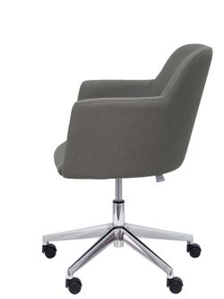 NOWYSTYL Sillón confidente modelo Athena con mecanismo giratorio con elevación en altura, base cromada y tapizado en tela ERA color gris.