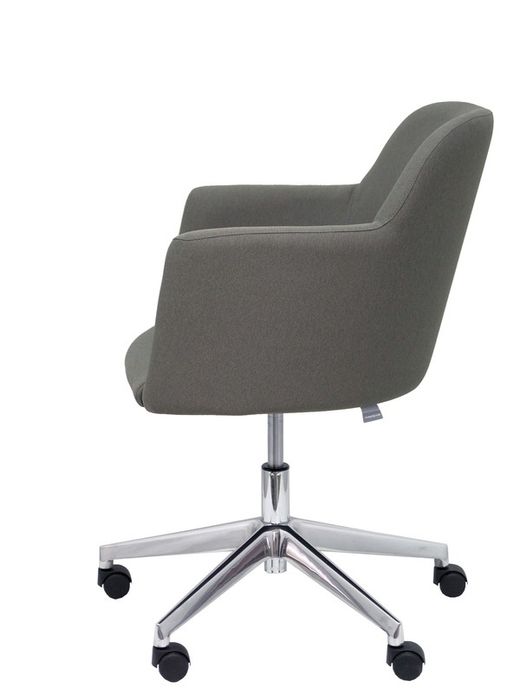 NOWYSTYL Sillón confidente modelo Athena con mecanismo giratorio con elevación en altura, base cromada y tapizado en tela ERA color gris.