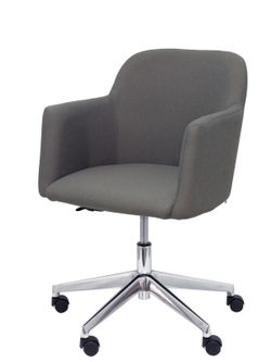 NOWYSTYL Sillón confidente modelo Athena con mecanismo giratorio con elevación en altura, base cromada y tapizado en tela ERA color gris.