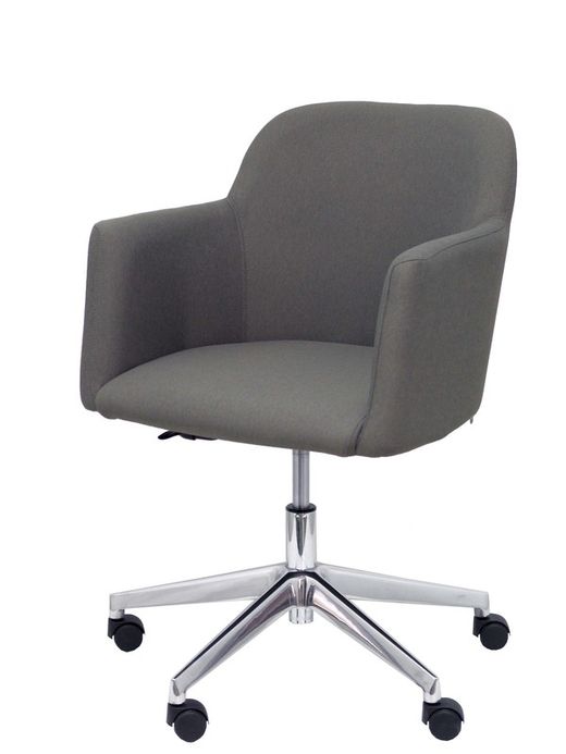 NOWYSTYL Sillón confidente modelo Athena con mecanismo giratorio con elevación en altura, base cromada y tapizado en tela ERA color gris.