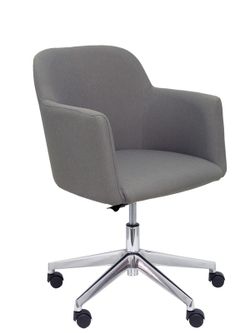 NOWYSTYL Sillón confidente modelo Athena con mecanismo giratorio con elevación en altura, base cromada y tapizado en tela ERA color gris.