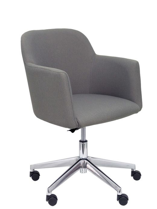 NOWYSTYL Sillón confidente modelo Athena con mecanismo giratorio con elevación en altura, base cromada y tapizado en tela ERA color gris.