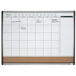 Magnetischer Monatsplaner + Korktafel (horizontal) NOBO585x430 mm, gewölbter Rahmen