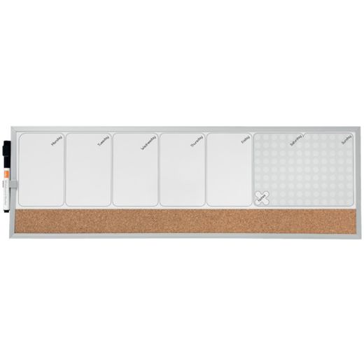 Organizador semanal magnético + quadro de cortiça (horizontal) NOBO 585x190 mm