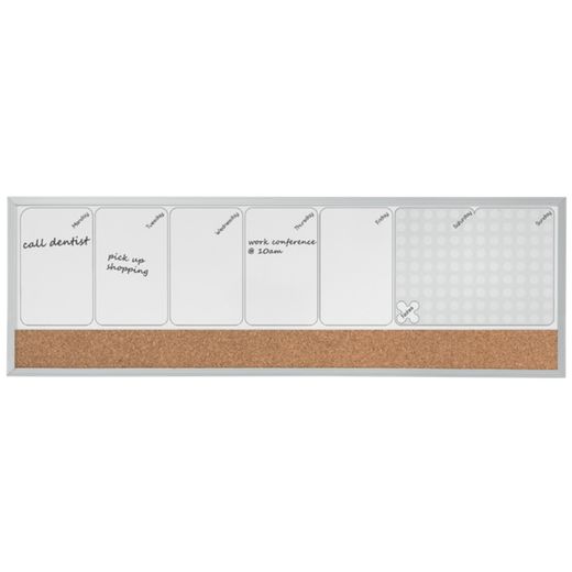 Organizador semanal magnético + quadro de cortiça (horizontal) NOBO 585x190 mm