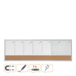 Organizador semanal magnético + quadro de cortiça (horizontal) NOBO 585x190 mm