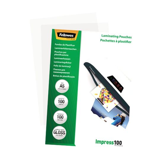 Pakke 100 Lamineringsærmer 100 mikron Blank A5