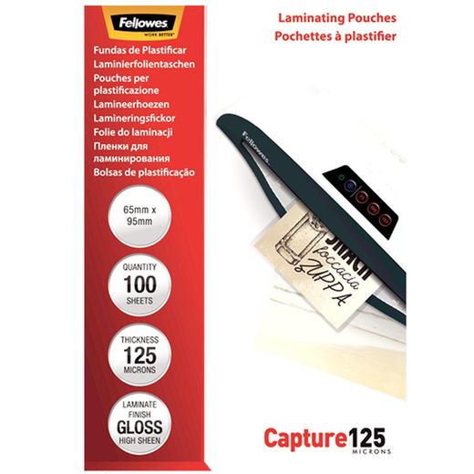 Opakowanie 100 rękawów do laminowania 125 mikronów Błyszczący 65x95mm