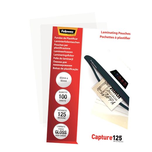 Opakowanie 100 rękawów do laminowania 125 mikronów Błyszczący 65x95mm