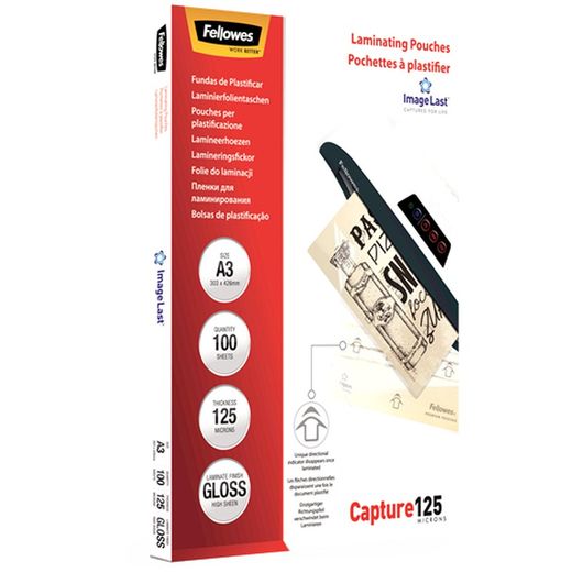 Confezione da 100 buste plastificate 125 micron lucide A3