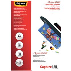 Pack 100 Laminating Sleeves 125 microns Gloss A4 High Speed