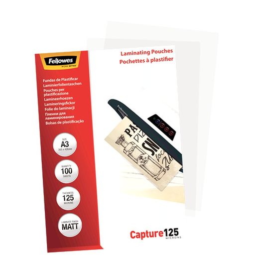 Pakke 100 lamineringsærmer 125 mikron Mate A3