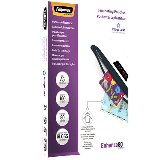 Pack 100 pochettes de plastification 80 microns brillant A5