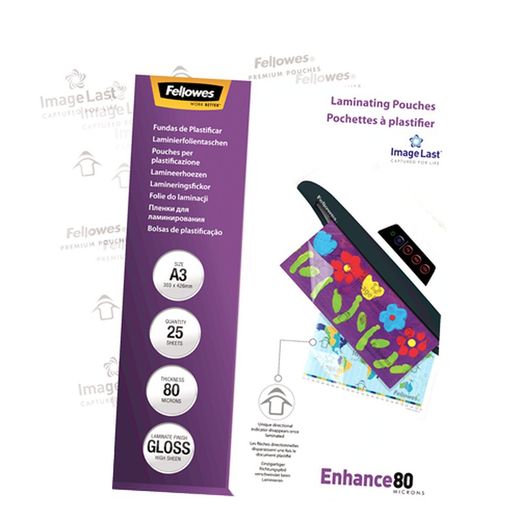 Pakke 25 Lamineringsærmer 80 mikron Blank A3