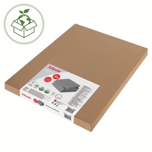 Confezione da 3 scatole portaoggetti grandi (510x355x305mm), grigie