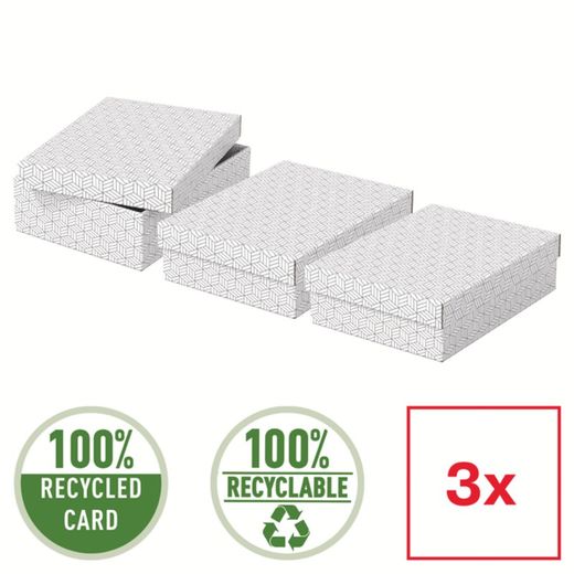 Pack de 3 caixas médias de oferta e arrumação (360x265x100mm), brancas