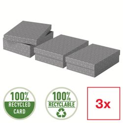 Confezione da 3 scatole regalo medie (360x265x100mm), grigie