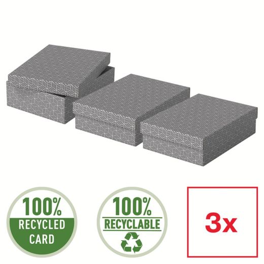 Confezione da 3 scatole regalo medie (360x265x100mm), grigie
