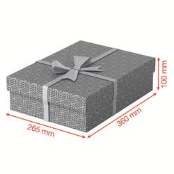 Confezione da 3 scatole regalo medie (360x265x100mm), grigie