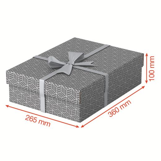 Confezione da 3 scatole regalo medie (360x265x100mm), grigie