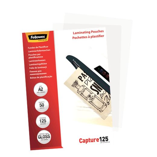 Pakke 50 Lamineringsærmer 125 mikron Glans A2