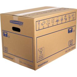 Pack de 10 Cajas de mudanza con montaje manual 67L (350x350x550mm) Muy Resistente