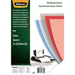 Pack de 100 portadas PVC transparente cristal A4 240 micras