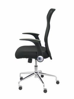 PIQUERAS Y CRESPO. Modelo Minaya - Silla de oficina ergonómica con mecanismo basculante, brazos retráctiles y regulable en altura - Respaldo de malla transpirable y asiento tapizado en tejido 3D color negro