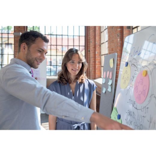 Dobbeltsidet tavle/bevægelig bærbar opslagstavle 1800 x 900 mm - Grå ramme