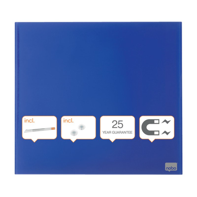 Lavagna magnetica NOBO in vetro 450x450 mm, blu — KounterPRO