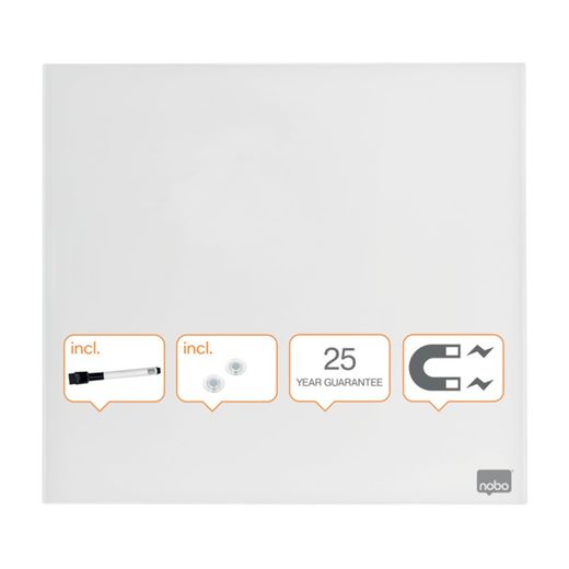 NOBO Glas-Magnettafel 450x450 mm, weiß